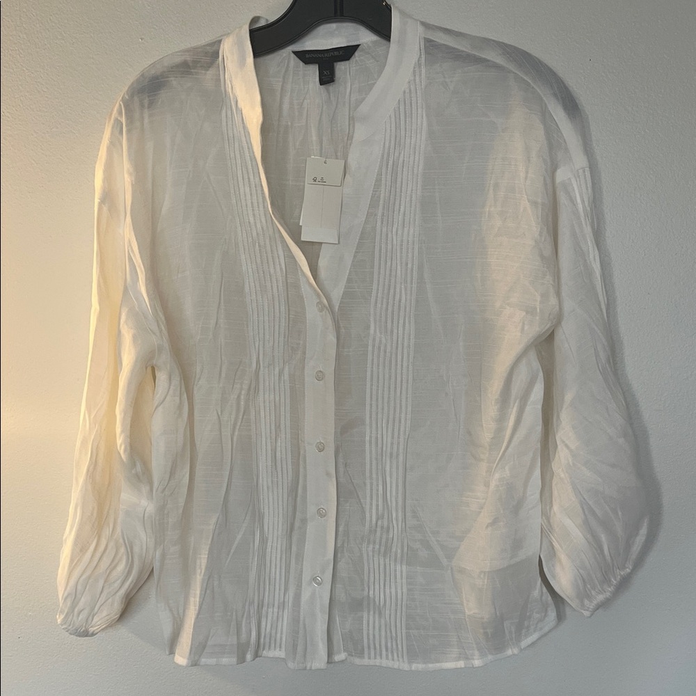 Banana Republic Sheer White Blouse